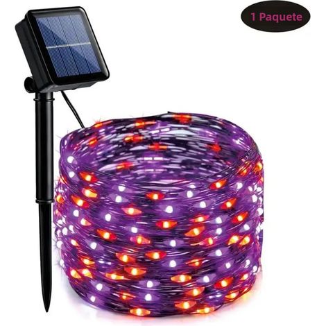 Guirlande lumineuse solaire d'Halloween (orange/violette), 12 mètres, 120 LED, 8 modes (1/5)