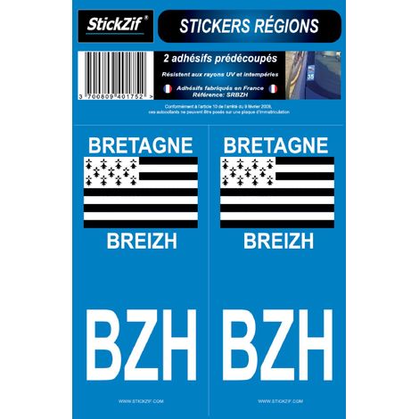 ADHESIFS REGION BRETAGNE/BREIZH BZH X2
