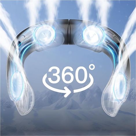 Ventilador de Cuello Inalámbrico con Placas Cerámicas, 4000mAh y 4 Turbinas, Plegable y Ligero – Ideal para Oficina y Aire Libre (1/3)