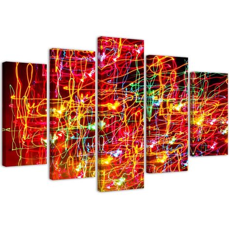 Quadri Quadro 5 pezzi Stampa su tela Astrazione rossa - 200x100 (1/5)