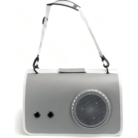Sac de voyage gris aéré pour chiens et chats, avec panneau en filet et trous (1/2)