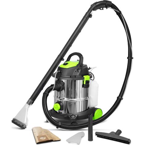 Aspirateur professionnel 1400W – 20L inox – Dépression 18Kpa – Fonction shampouineuse et soufflerie – Nettoyage efficace tapis et moquettes – Constructor