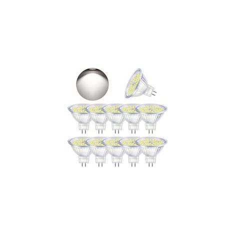 Ampoules LED GU5.3 MR16 3 W (équivalent 30 W), lumière blanche froide 6000 K, tension 12 V CA/CC, non dimmable, lot de 10, classe énergétique F (1/5)
