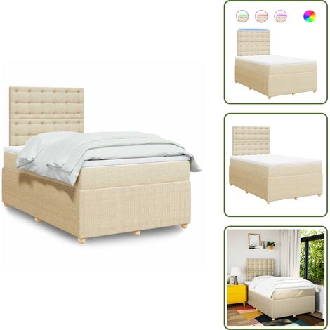 Sommier à lattes de lit avec matelas Crème 120x200 cm Tissu - Sommier À Lattes De Lit - Sommiers À Lattes De Lit - Lit - Meuble De Chambre À Coucher (1/5)