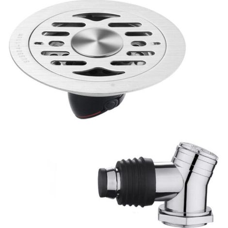 Siphon de sol rond en acier inoxydable, isolation des odeurs, adapté à la protection du siphon de sol de douche, cuisine, 11,8 cm. (1/5)