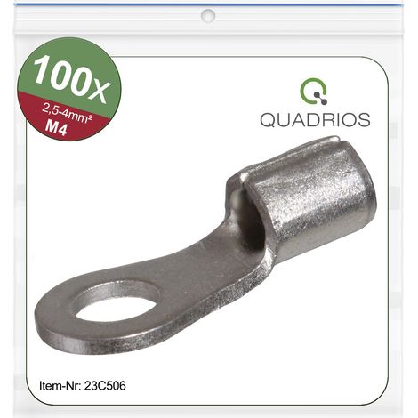Quadrios 23C506 Ringkabelschuh Querschnitt (max.)=4 mm² Loch-Ø=4.3 mm Unisoliert 100 St. (1/5)