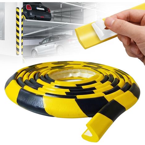 Protectores de esquina de espuma - Amarillos y negros - En forma de L - Autoadhesivos para garaje y almacén - 5 m (1/5)