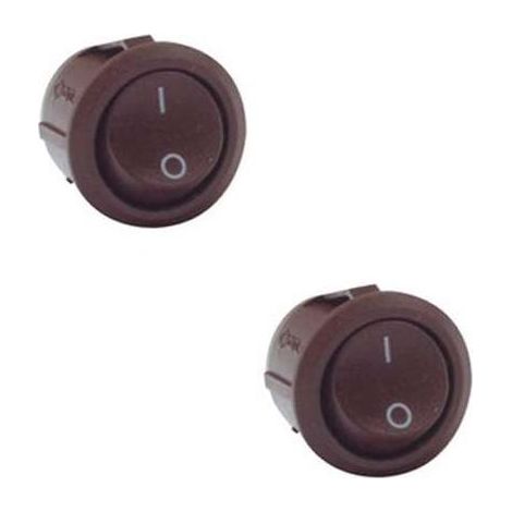 interruptores basculantes mecánicos redondos R13 230V 4A, bipolares, ON/OFF, para automatización de tiras LED en cocina y baño, color marrón oscuro. (1/2)