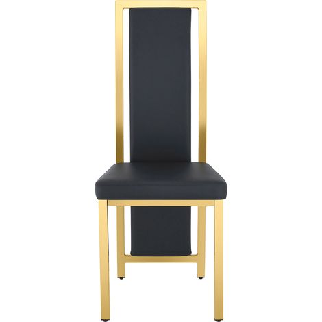 Set da pranzo con tavolo rotondo in vetro temperato 88 cm e 2 sedie PU nero oro HOMVRA (1/5)