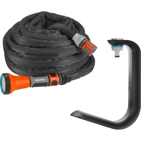 GARDENA Kit Tuyau d'arrosage Liano™ 15 m + support tuyau TapFix - Inclus raccords + lance - 35 bar - Garantie 30 ans (18595-20) (1/5)