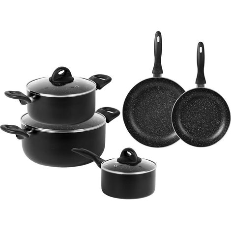 TrAdE Shop Traesio - Batteria Di Pentole Padelle Da 8pz Antiaderenti In Alluminio Manici In Bakelite Induzione - (1/5)