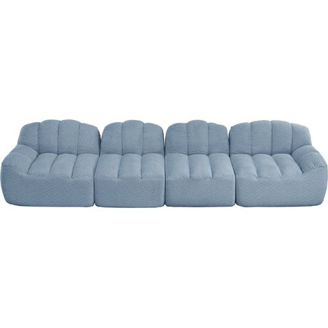 CHICFURN Sofá modular 366x104x79 cm azul, forma de concha, 4 plazas, sin montaje (1/5)