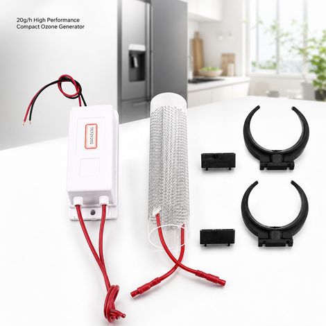 Generatore di ozono - 20 g/h, tubo in vetro e metallo, 12 V, per purificatore d'aria, frigorifero, accessorio per elettrodomestici. (1/5)