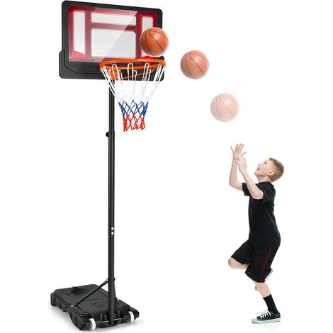 Costway – Panier de basket sur pieds réglable 90-210 cm – Support portable avec panneau PE – Roues intégrées pour intérieur et extérieur – Pour enfants et adultes