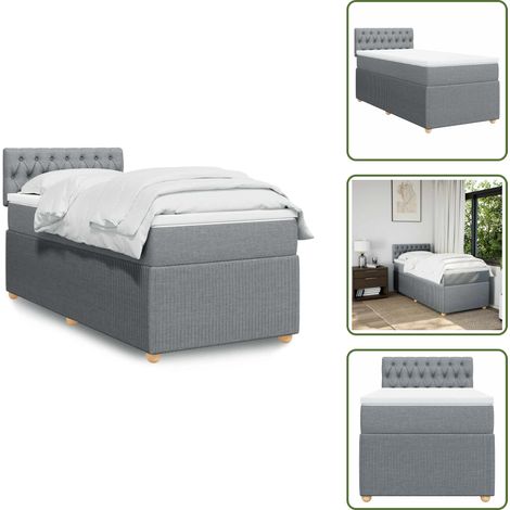 Boxspringbett mit Matratze Hellgrau 90x200 cm Stoff - Boxspringbett - Boxspringbetten - Bett - Schlafzimmermöbel (1/5)