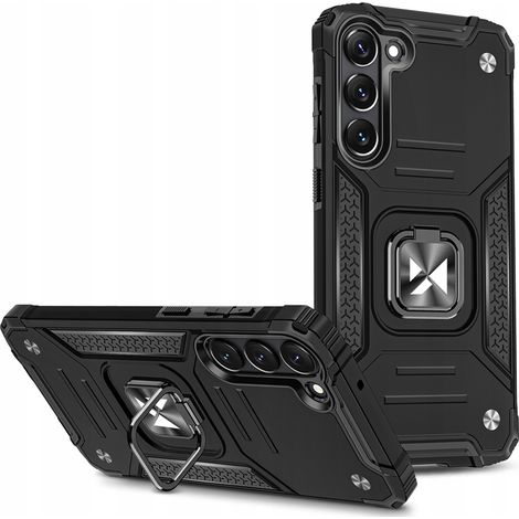 Custodia Wozinsky Ring Armor per Samsung Galaxy S23+, cover rinforzata, supporto magnetico, anello, nera (1/5)
