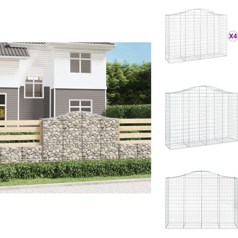 Gabionen mit Hochbogen 4 Stk. 200x50x140/160cm Verzinktes Eisen - Gabionen - Gartendeko - Gartenzubehör - Zaun - Sichtschutz (1/5)