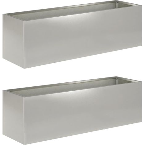 Garden Planter 2 pcs Silver 80 x 30 x 30 cm Stainless Steel vidaXL
