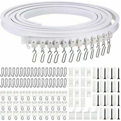 Rail de rideau incurvé au plafond pliable de 5 mètres Rail de rideau incurvé flexible pour rail de rideau souple pour rail de rideau avec crochets de rideau en métal, séparat de pièce pour r (1/5)