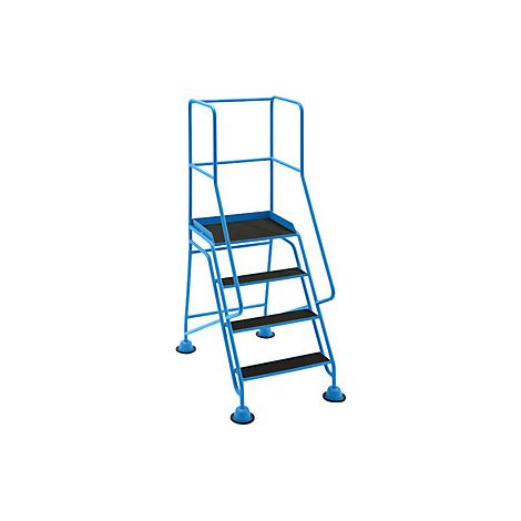 Escalera rodante con tarima  plataforma y peldaños de goma