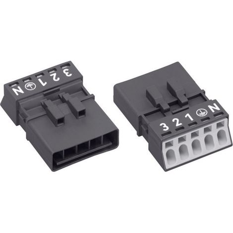 WAGO 890-215 Netz-Steckverbinder WINSTA MINI Stecker, gerade Gesamtpolzahl: 4 + PE 16 A Schwarz 1 St (1/3)