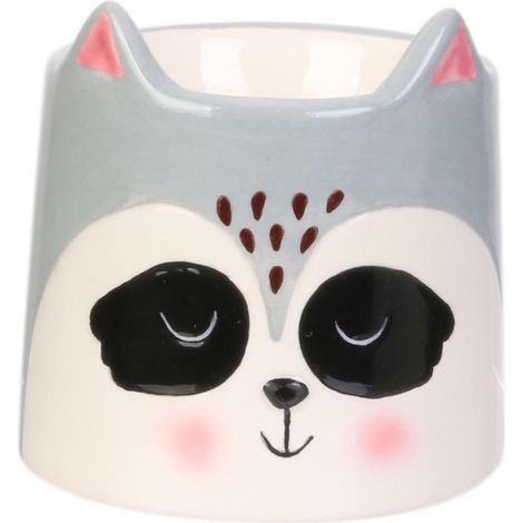 Eierhalter Waschbär Keramik grau und weiß (1/3)