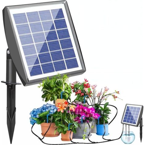Solar irrigation system, automatic plant watering equipment, 50 inches, garden watering system, 6 timer modes, suitable for outdoor gardens, vegetables and greenhouses (1/4)