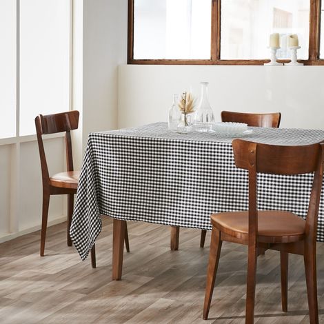nappe rectangle 150 x 350 cm gaze de coton tissée teinte vickie truffe (1/2)