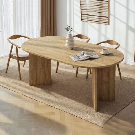 Tavolo Fisso Monterano, 6 Posti, Forma Ovale, Materiale Piano in Legno Nobilitato, 180x90x75h cm Marrone Rovere (1/5)