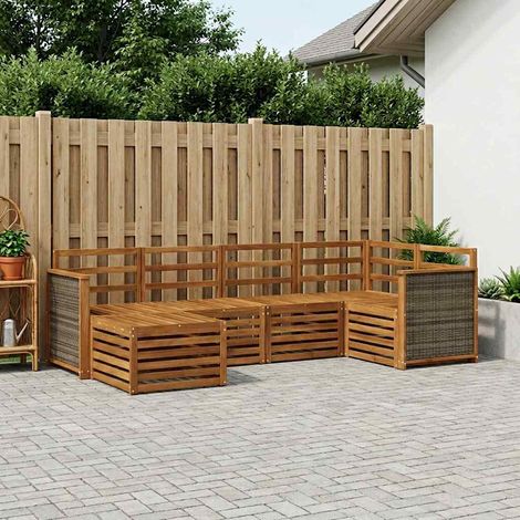 vidaXL Ensemble de canapé d'angle 5 pcs Naturel Bois d'Acacia Massif (1/5)