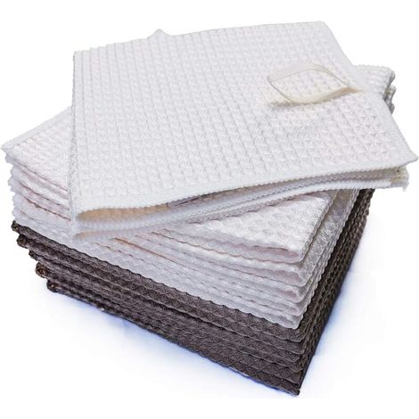 Set di 12 panni multifunzionali in microfibra per bagno, casa, cucina, ufficio, auto e moto, 6 grigi + 6 bianchi (1/4)
