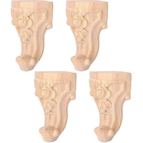 Ensemble de 4 pieds de meubles sculptés : pieds de table, pieds de canapé, style européen (12 x 6 cm) (1/5)