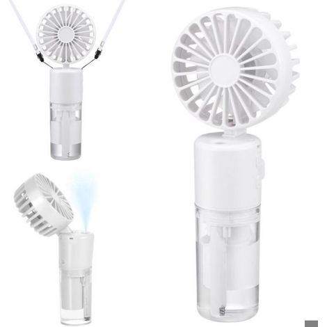 Ventilateur brumisateur 4 vitesses, batterie 4000mAh – pour plage, camping, voyage – Blanc (1/3)