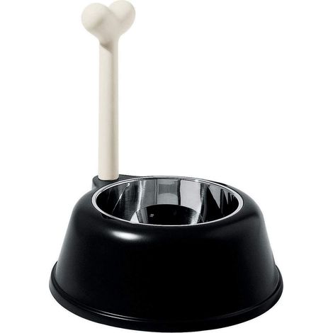 Gamelle Design pour Chien en Résine Thermoplastique et Acier Inoxydable 18/10, Noir (1/3)