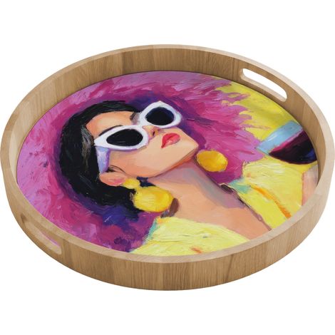 BANDEJA Mujer - Sombrero - Morado - Vino 50x50 cm