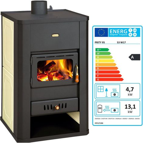 Stufa a legna Prity S3 W17 da 17,8 kW con caldaia per acqua calda (1/5)