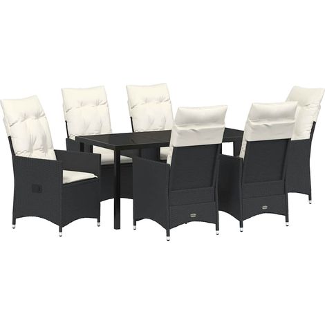 Maison Exclusive - Conjunto de Comedor de Jardín 7 pcs Negro ratá (1/5)
