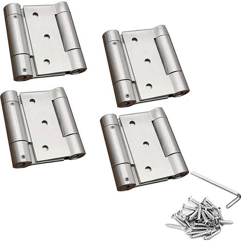 Charnières à ressort à double action en acier inoxydable de 3 pouces, 4 pièces, avec vis de réglage et goupilles (1/5)