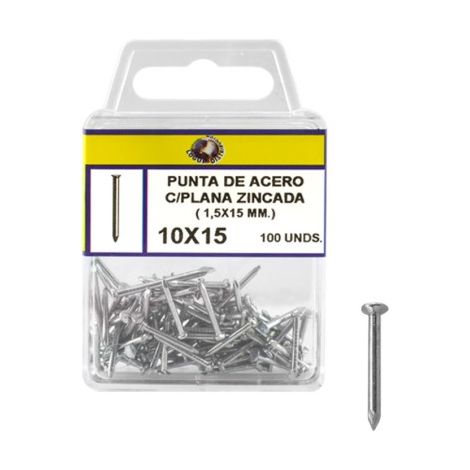 Verzinkte Stahlspitze mit flachem Kopf – 10 x 15 mm (1/5)