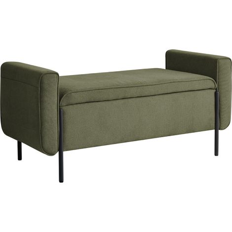 Banc d'Entrée Rembourré en Tissu avec Rangement et Pieds Métalliques Vert Lewes (1/5)