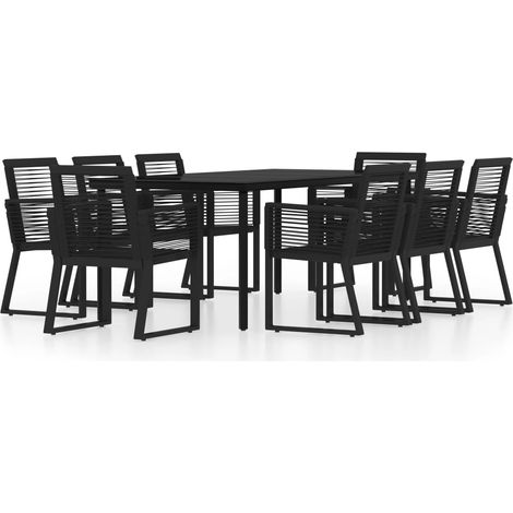 Maison Exclusive - 9-tlg. Garten-Essgruppe Schwarz