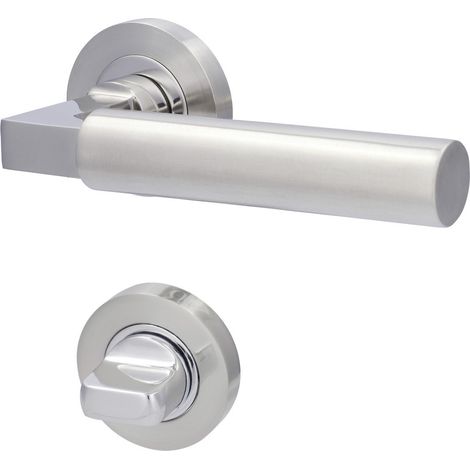 Alpertec WC-Rosettengarnitur Solid 2 Edelstahl silber rund Beschläge
