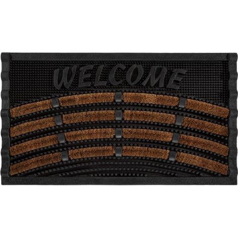 Fussmatte Welcome schwarz kokos gummi, 40 x 70 cm Schuhabstreifer & Fussmatten (1/2)