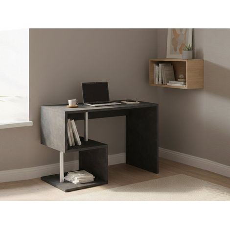 Dmora - Escritorio Dgyombe, Escritorio lineal con soporte para PC, Mesa de oficina multiusos, Escritorio multiposiciones para ahorrar espacio, 100% Made in Italy, cm 100x50h78, Pizarra (1/3)