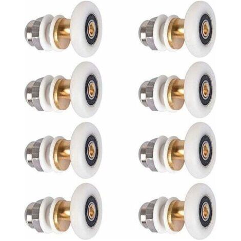 8 pièces 25mm Porte de Douche - Rouleau Roulette Roue pour Porte de Douche Roulettes Coulissantes Porte Roue de Remplacement pour Rouleau