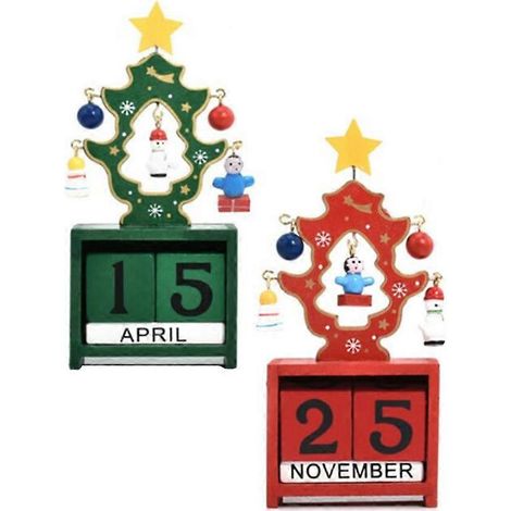 Lot de 2 décorations de Noël, calendrier en bois, calendrier de mariage, calendrier de compte à rebours de Noël-M