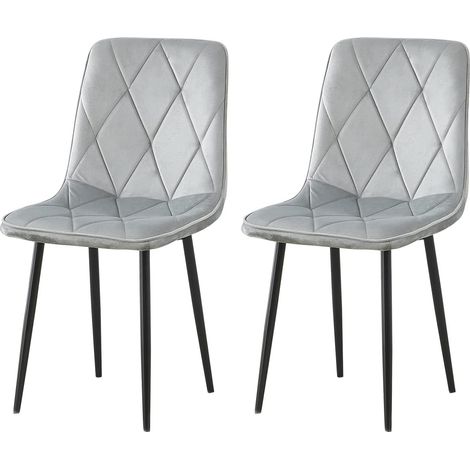 Dining Chairs Set of 2, Velvet Cover Chair for Dining Room, Chairs Set for Commercial Restaurants & Café (Light Grey Rhombus Button) (1/5)