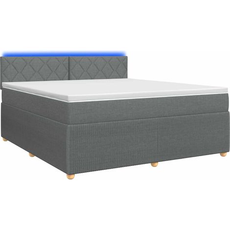 Maison Exclusive - Lit boxspring avec matelas Gris foncé 160 x 200 cm Tissu (1/5)
