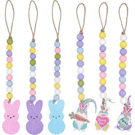 6-teiliges Osterdekorationsset für Zuhause: Fröhlicher Osterhase, Holzanhänger zum Aufhängen, Türgriff-Dekoration, Vasen-Ornament