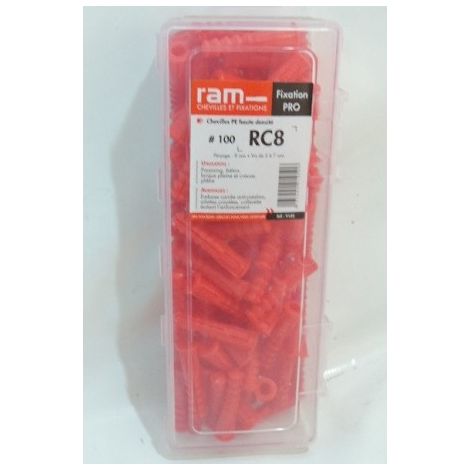 Boîte de 100 Chevilles RC8 Rouges (1/2)